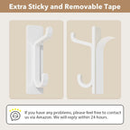 Wall Hooks for Coat and Towel: 13LB Adhesive Door Hanger Stick on, White 6 Pack