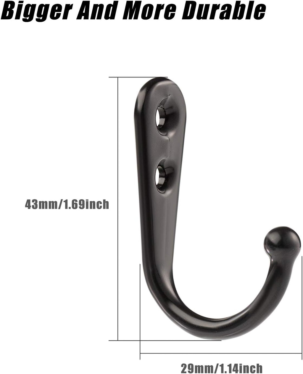 Yangbaga 30Pcs Wall Hooks for Hanging-Large Metal Coat Hooks with 60 Pieces Screws,Black Heavy Duty Wall Mounted Hook for Door Hook,Purse,Towel, Key, Robe, Coats, Scarf, Bag, Cap, Coffee Mugs