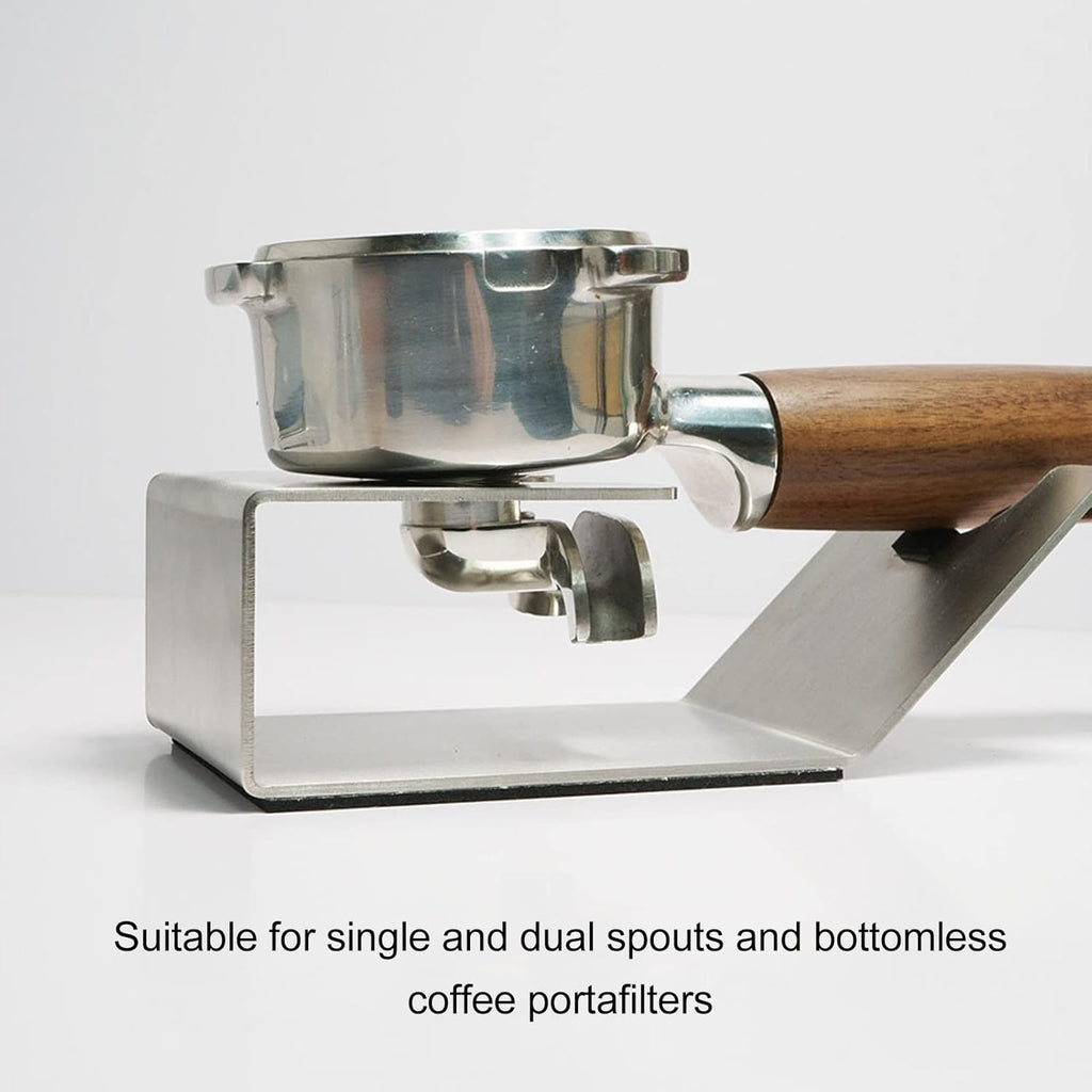 HEEPDD Universal Stainless Steel Portafilter Stand, Coffee Tamper Holder, Weighing Rack for 51mm, 53mm, 54mm, 58mm Bottomless Single Double Spout