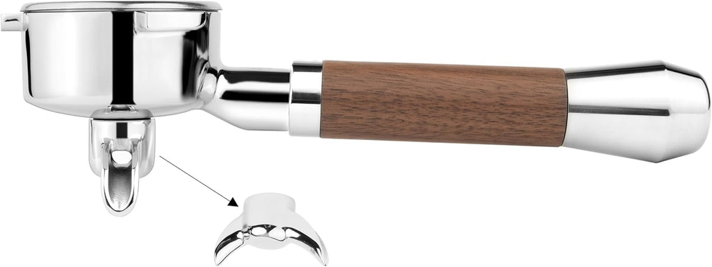 LILQ 54mm Spouted Portafilter Compatible with Breville Barista Express, Barista Pro, Bambino, and More – 18-20g basket included (WalnutV2Fusion, 54mm Double Spouts)