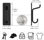 Wall Hooks for Coat and Towel: 13LB Adhesive Door Hanger Stick on, Black 6 Pack