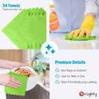 Orighty Microfiber Cleaning Cloth, 24 Pack Highly Absorbent Cleaning Supplies, Reusable Clean Rags for House, Microfiber Cloth for Kitchen, Window, Car Care, 11.5x11.5 inch Green