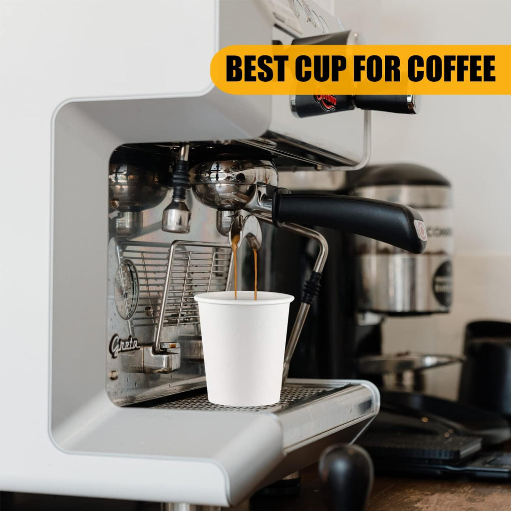 Smygoods White Disposable Paper Coffee Cups with Lids (4 OZ, 25 Count) For Hot Beverages, Tea, Espresso, Cocoa - To Go Drink Containers, Café & Office