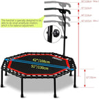 ONETWOFIT 51" Silent Trampoline with Adjustable Handle Bar, Fitness Trampoline Bungee Rebounder Jumping Cardio Trainer Workout for Adults…