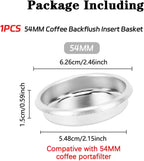 Backflush Inser, 54 mm Blind Filter, 304 Stainless Steel 54mm Backflush Insert, 2.13in Back Flush Blind Filter Basket, Backflush Filter Espresso for Espresso Machines, 1Pcs