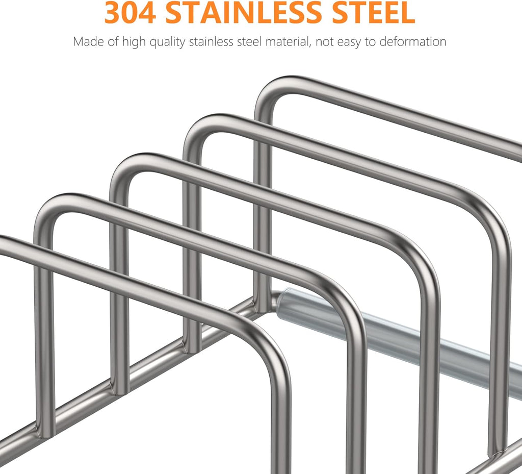 Cutting Board Holder, 2PSC Cutting Board Organizer Rack, 304 Stainless Steel Cookie Sheet Baking Pan and Tray Organizer for Kitchen Cabinet and Pantry Storage (1.0 Inch Width Slots)