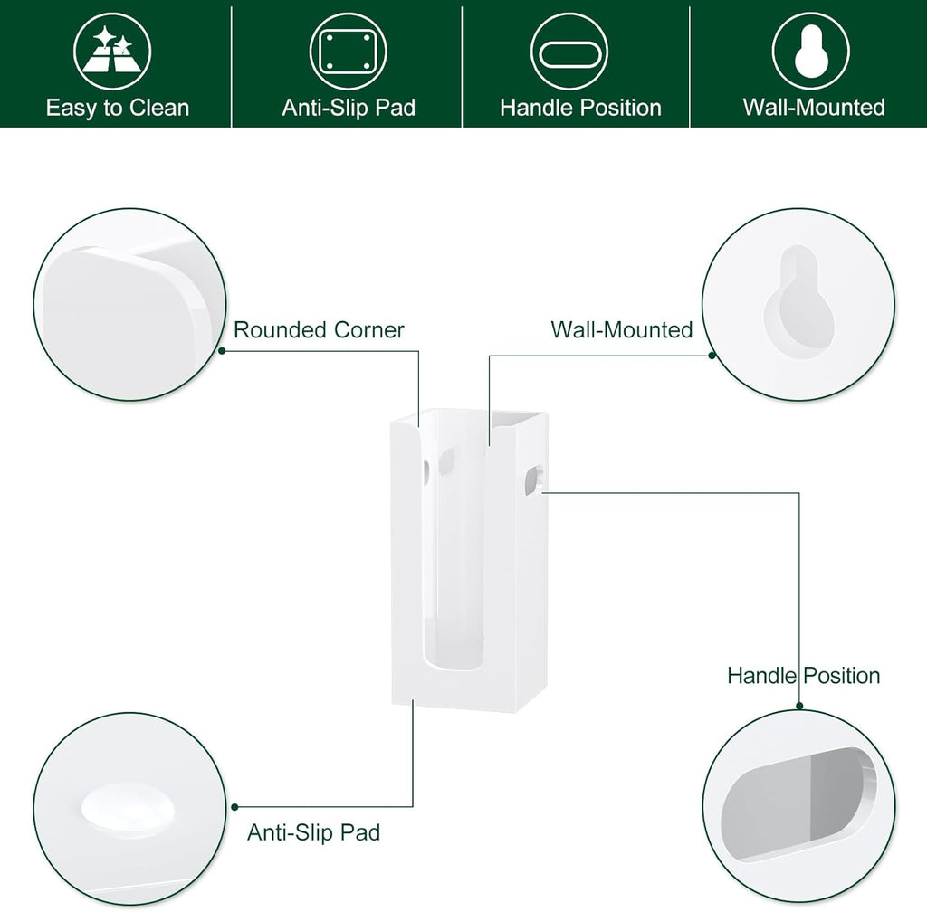 Disposable Coffee Cup Dispenser with Handles, Countertop or Wall Mount Hot/Cold Drink Cup and Lid Holder - Bathroom/Kitchen/Office Acrylic Cup Lid Storage Organizer (1 Compartment, White)