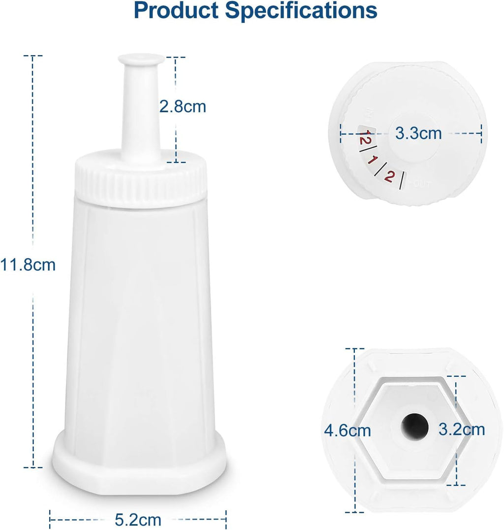 Filter - Replacement Water Filter Compatible with Breville Sage Claro Swiss For Oracle, Barista & Bambino - Compare to Part #BES008WHT0NUC1. Pack of 4（First use without adding coffee powder）