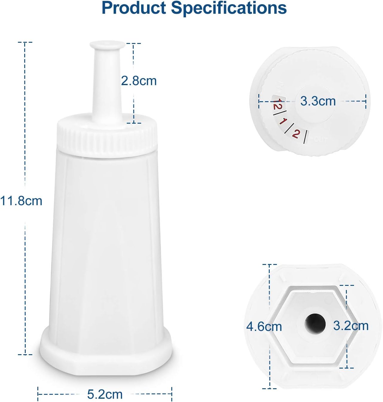 Filter - Replacement Water Filter Compatible with Breville Sage Claro Swiss For Oracle, Barista & Bambino - Compare to Part #BES008WHT0NUC1. Pack of 4（First use without adding coffee powder）