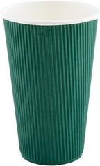 Restaurantware 12 Ounce Double Wall Disposable Coffee Cups, 500 Insulated Forest Green Paper Tumblers with Rolled Rim Design, Lids Sold Separately for Hot Drinks like Tea, Hot Chocolate and More