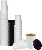 Smygoods White Original Disposable Paper Coffee Cups with Lids (16 OZ, 25 Count) For Hot Beverages, Tea, Espresso, Cocoa - To Go Drink Containers, Café & Office