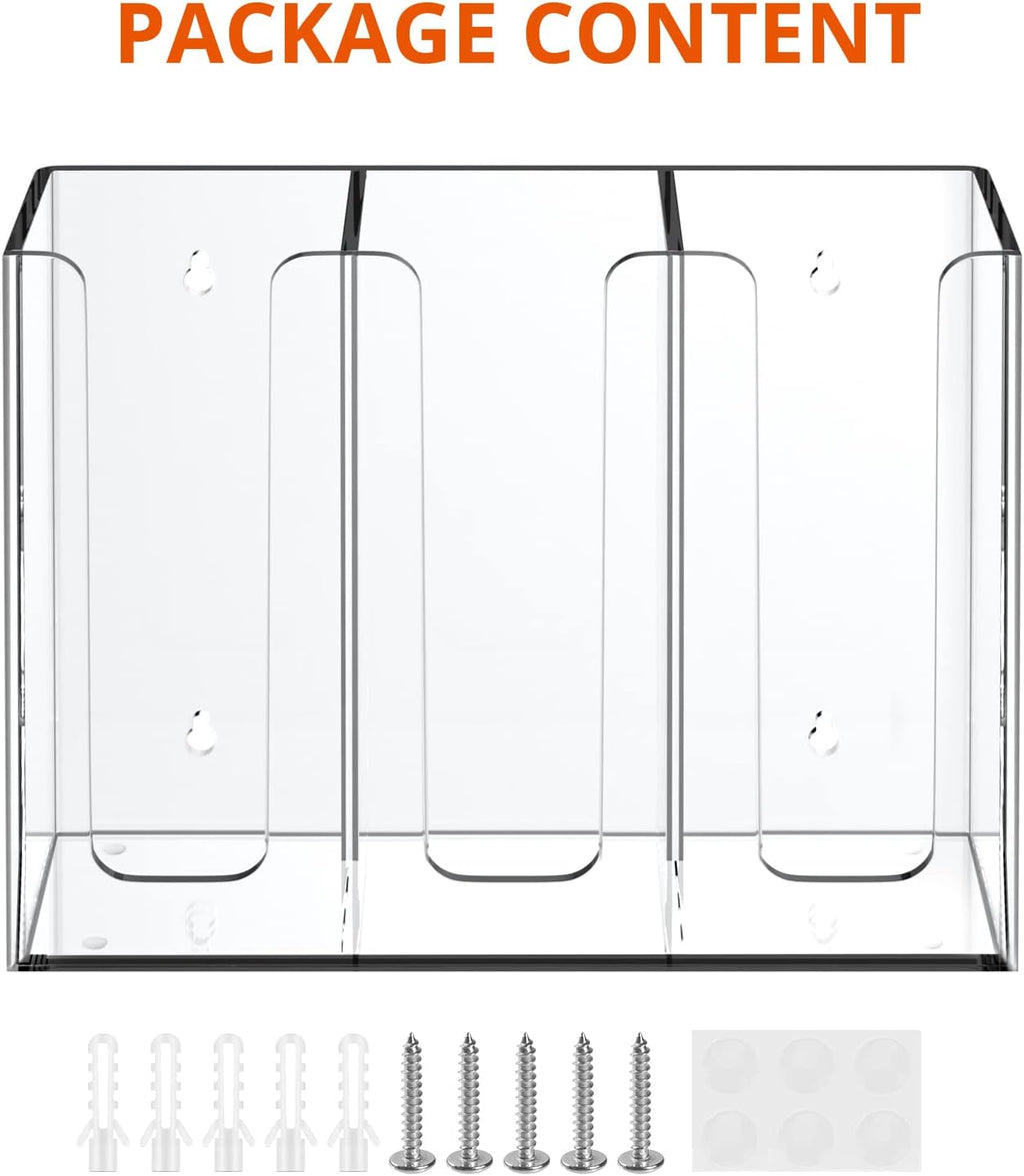 Richboom Acrylic Coffee Cup and Lid Storage Organizer Holder, 3 Compartments, Clear