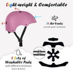 Kids Bike Helmet, Adjustable and Multi-Sport, from Toddler to Youth, 3 Sizes