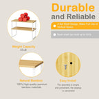 Cabinet Shelf Organizers, 15.7 inches Large Kitchen Counter Shelf, Set of 4 Wood Kitchen Pantry Organizer, Storage Shelves for Countertop, Spice Rack, Stackable, Expandable, Metal White, Nature