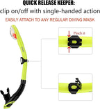 Aegend Dry Snorkel, Dive Mask Easy-Breath Free Diving Snorkel for Snorkeling Scuba Diving Freediving Swimming, with Top Dry Valve and Food-Grade Silicone Mouthpiece