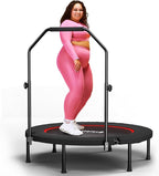Rebounder Trampoline for Adults - 40" Foldable Mini Trampoline Fitness Rebounder with Adjustable U-Bar Handle, Max Load 350lbs,Stable Quiet Indoor/Outdoor Exercise Equipment