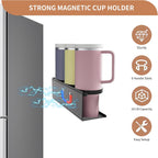 Magnetic Stanley Cup Holder for Refrigerator, 2 Pack Tumbler Organizer with Lid Rack, Water Bottle Organizer for Stanley 40oz, Stanley Cup Accessories for Kitchen