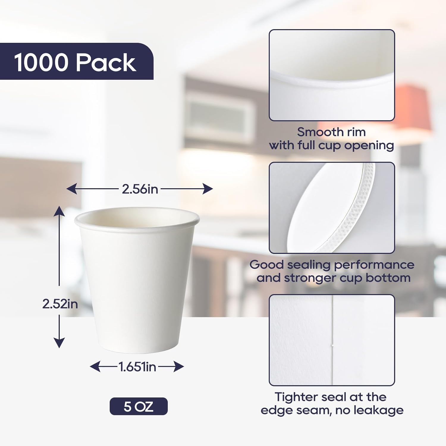 LITOPAK 1000 pack 5 oz Paper Coffee Cups, White Small Espresso Paper Coffee Cups for Office, Home, Party, and Events