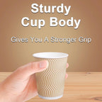 Hot 8 oz Disposable Insulated Corrugated Sleeve Ripple Wall Paper Coffee Cups for Drink, 100,8oz, Brown,Hot Coffee Cups