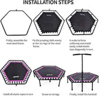 Newan 48'' Fitness Trampoline with Adjustable Handle Bar, Silent Trampoline Bungee Rebounder Jumping Cardio Trainer Workout for Adults - Max Limit 330 lbs