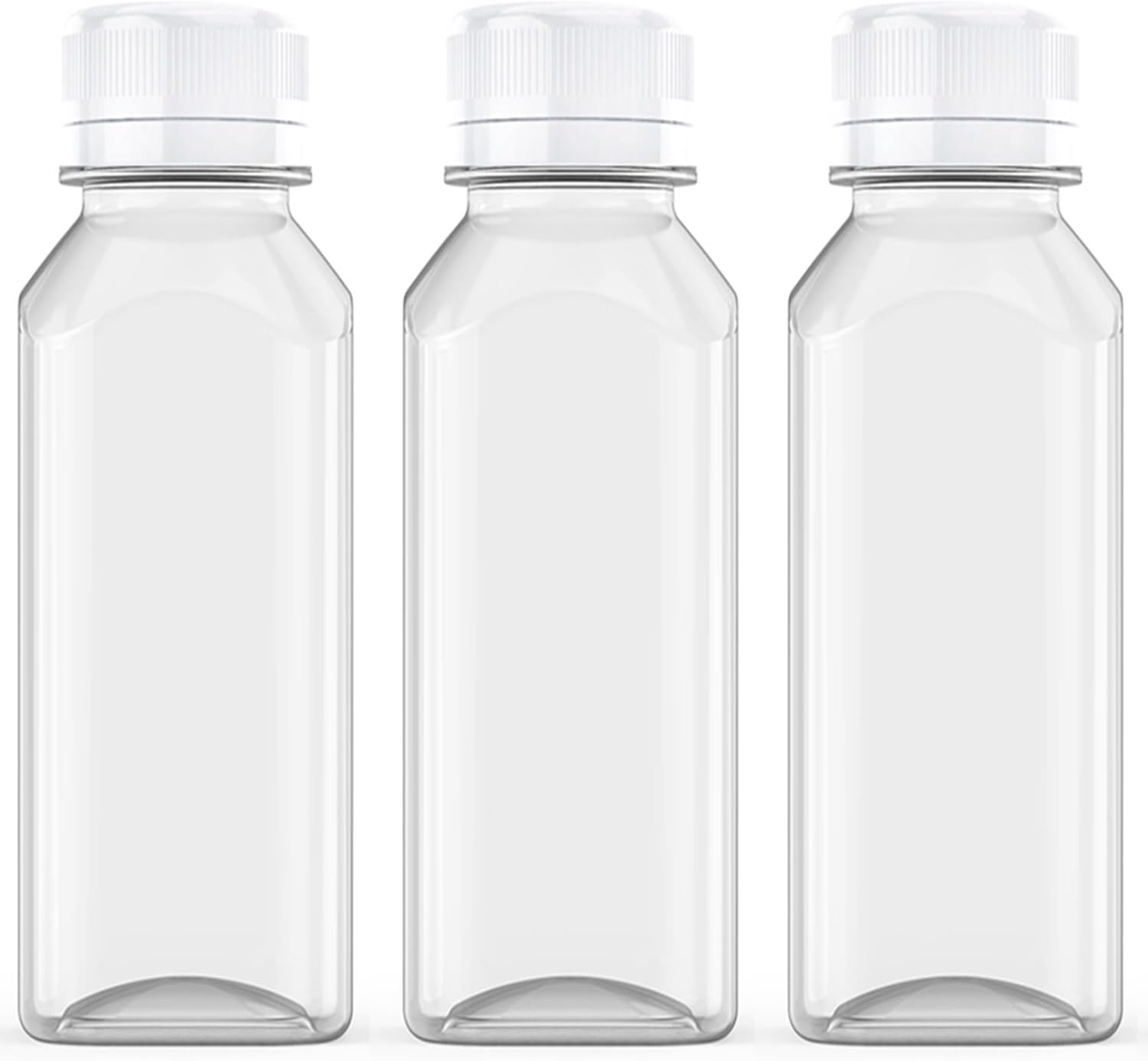 Axe Sickle 8 Pcs 8 Ounce Juice Bottles Plastic Milk Bottles Bulk Beverage Containers with Tamper Evident Caps Lids White for Milk, Juice, Drinks and Other Beverage Containers