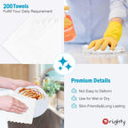 Orighty Cleaning Cloths Bulk, 200 Pack Shop Rags Reusable, Multi-Purpose Shop Towels for Cars, Microfiber Cleaning Rags for Automotive, Mechanic, Kitchen, Lint Free Towels 11.5’’ x 11.5’’, White