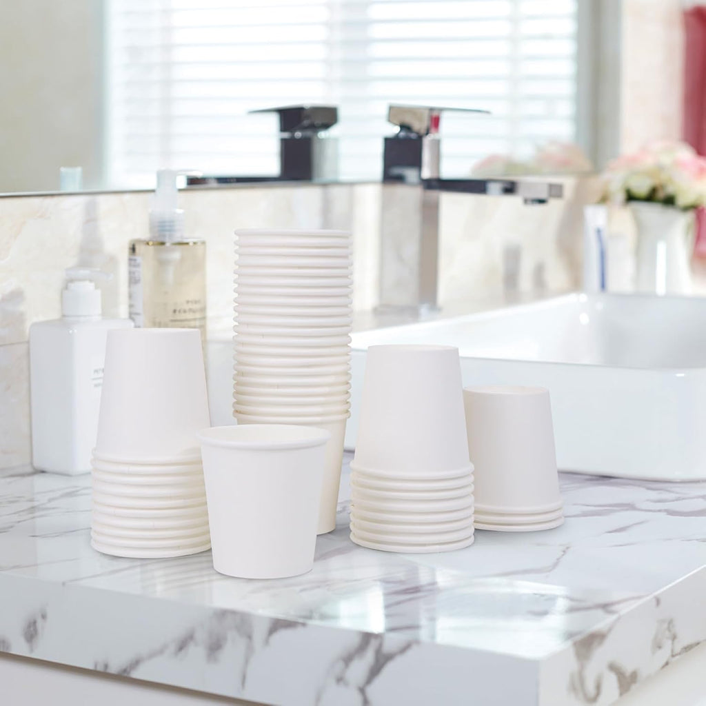 600 Pack 4 oz Paper Cups, Disposable Mini Bathroom Mouthwash Cups, Hot/Cold Drinking Cups, White Disposable Paper Cups for Bathroom, Home, Party, Office, Picnic, Travel