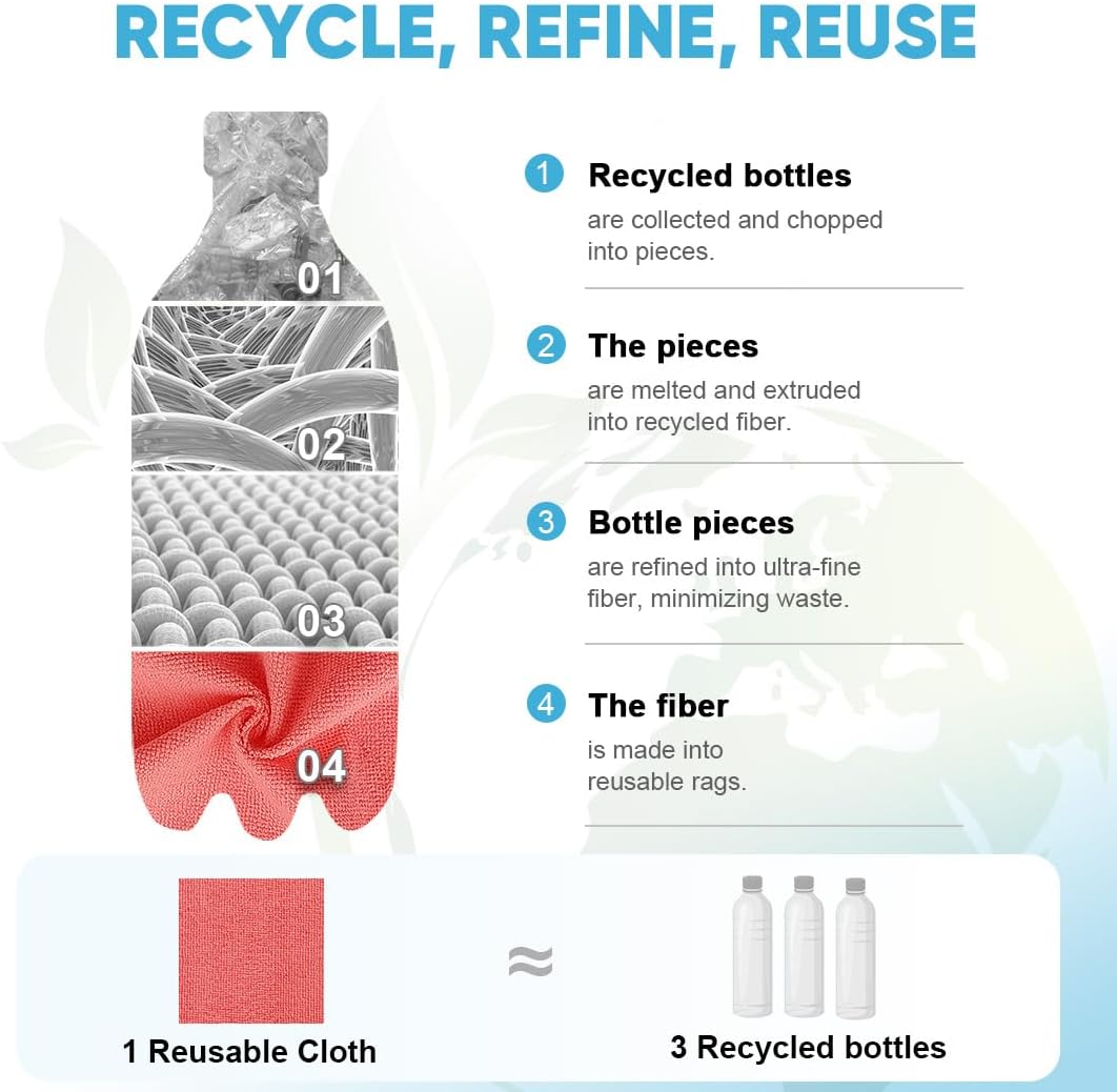 AIDEA Microfiber Cleaning Cloth Roll, Red Shop Towels 55 Sheets Washable, Microfiber Towels for Cars, Shop Rags Reusable Paper Towel for Automotive, Workshop, House, Kitchen, Cleaning Supplies11×9"