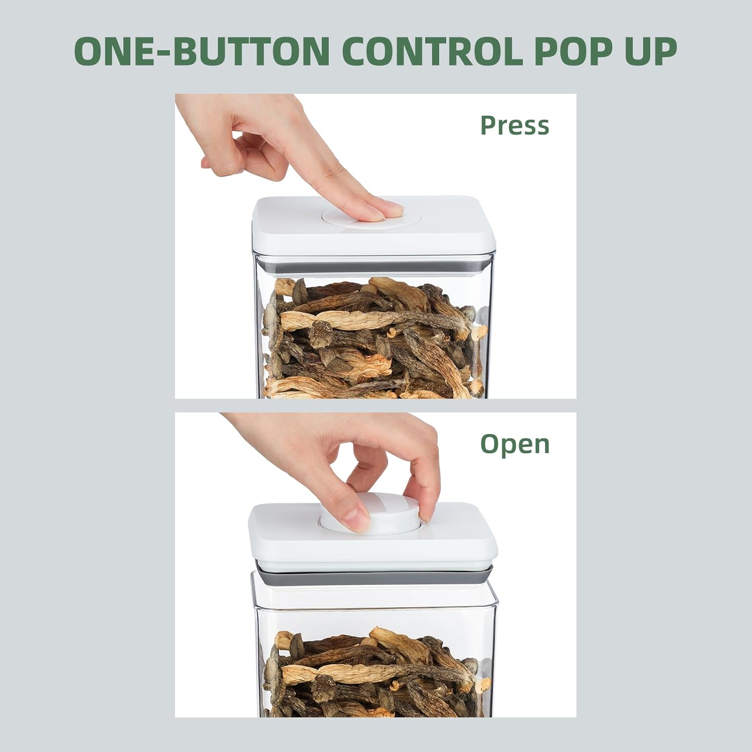 Food Airtight Containers storage with Lids 1200ml One Button Open/POP UP/Kitchen Storage Organization for Coffee Tea Brown Sugar Cereals