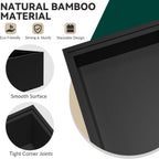 Bamboo Kitchen Drawer Organizer - Set of 2, Stackable Utensil Organizers, Wooden Storage Box Tray for Cabinet, Pantry, Bathroom Countertop, Multi-use Organization and Storage (Black)