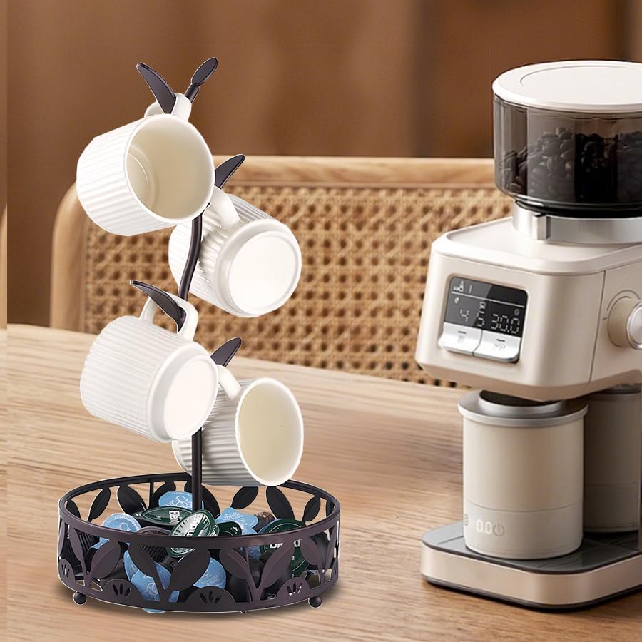 Simcat Mug Holder, Coffee Mugs/Tea Cup Storage Rack Stand, Countertop Mug Tree,Upgraded Stable Mug Stand for Kitchen Counter Cabinet Cafe Black Brow