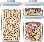 Food Storage Containers with Lids Airtight- 3Pcs BPA-Free Kitchen and Pantry Organization Pop Containers, Leakproof Stackable Kitchen Storage Containers for Cereal, Flour, Sugar (0.5, 1.2, 1.8 QT)