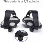 YBEKI Pro-Grade Exercise Bike Pedals with Adjustable Straps - 9/16" & 1/2" Spindle for Indoor Peloton/Schwinn/Spin Bikes | Heavy-Duty PP Plastic & PVC Straps + 500lb Capacity