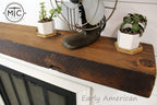 Modern Timber Craft Reclaimed Wood Fireplace Mantel Shelf | Solid Rustic American Barnwood with Steel Floating Shelf Brackets | 2.75" Thickness | 95" L x 8" D, Early American, Planed and Sanded