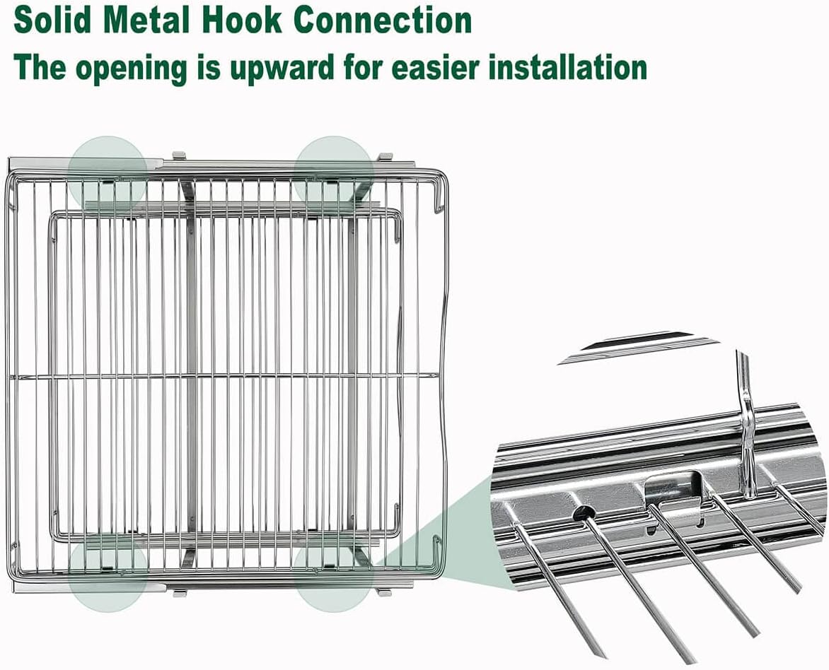 DINDON 2 Tier Pull Out Cabinet Organizer (14" W X 18" D), Double Tier Wire Basket Slide Out Shelf Storage for Kitchen Base Cabinet Organization for Kitchen, Pantry, Bathroom, Chrome