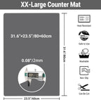 Ewen 31.6x23.5in Heat Resistant Mats for Countertop, 2mm Thick Extra Large Silicone Countertop Protector Mat for Baking Appliances Air Fryer Coffee Maker Kitchen Table Workbench Art Crafts Pad Gray