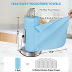 AIDEA Microfiber Cleaning Cloth Roll, 50PK, Blue Shop Towels Reusable Tear Away Paper Towels, Washable Shop Rags, Microfiber Towels for Cars, Lint Free Rags for House, Mechanic, Workshops, 11.5"×11.5"