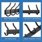 Wall Hooks Heavy Duty, 17 Inch Coat Rack Wall Mount with 6 Hooks, Black Wall Hooks for Hanging Backpack, Bag, Purse, Clothes, Hat, Coat, Towel | Entryway & Bathroom Storage Organization Hanger