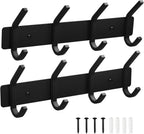 VAEHOLD Wall Hooks, Heavy Duty Aluminum Towel Hooks for Hanging Coat, Hat, Key, Clothes, Closet Hook Wall Mount for Kitchen, Bathroom, Office (“C“ Shape Coat 4 Hooks 2 Pack)