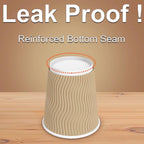 Hot 8 oz Disposable Insulated Corrugated Sleeve Ripple Wall Paper Coffee Cups for Drink, 100,8oz, Brown,Hot Coffee Cups