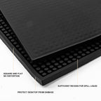 4 Pack 12 x 24 Inch Black Coffee Bar Mats, Rubber Bar Mat, Anti-Slip Bar Spill Mat for Countertop, Bartending, Kitchen, Dining Table