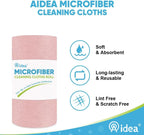 AIDEA Microfiber Cleaning Cloth 330 Sheets 6 Roll, Pink, Microfiber Towels for Cars, Shop Rags Washable,Cleaning Rags Reusable Paper Towels for Automotive, Mechanic, Workshops, House,11×9"