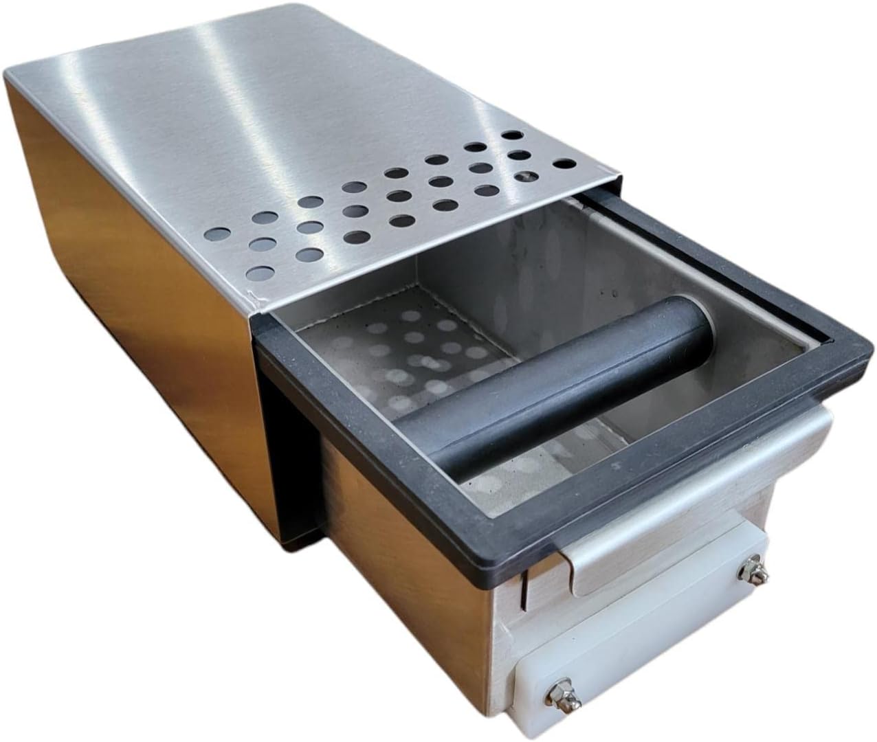 Rattleware Stainless Steel Adjustable Control Knockbox Drawer - Heavy-Duty Espresso Grounds Bin, Perfect for Professional Cafe Operations (6.7” x 4.6” x 10.47)