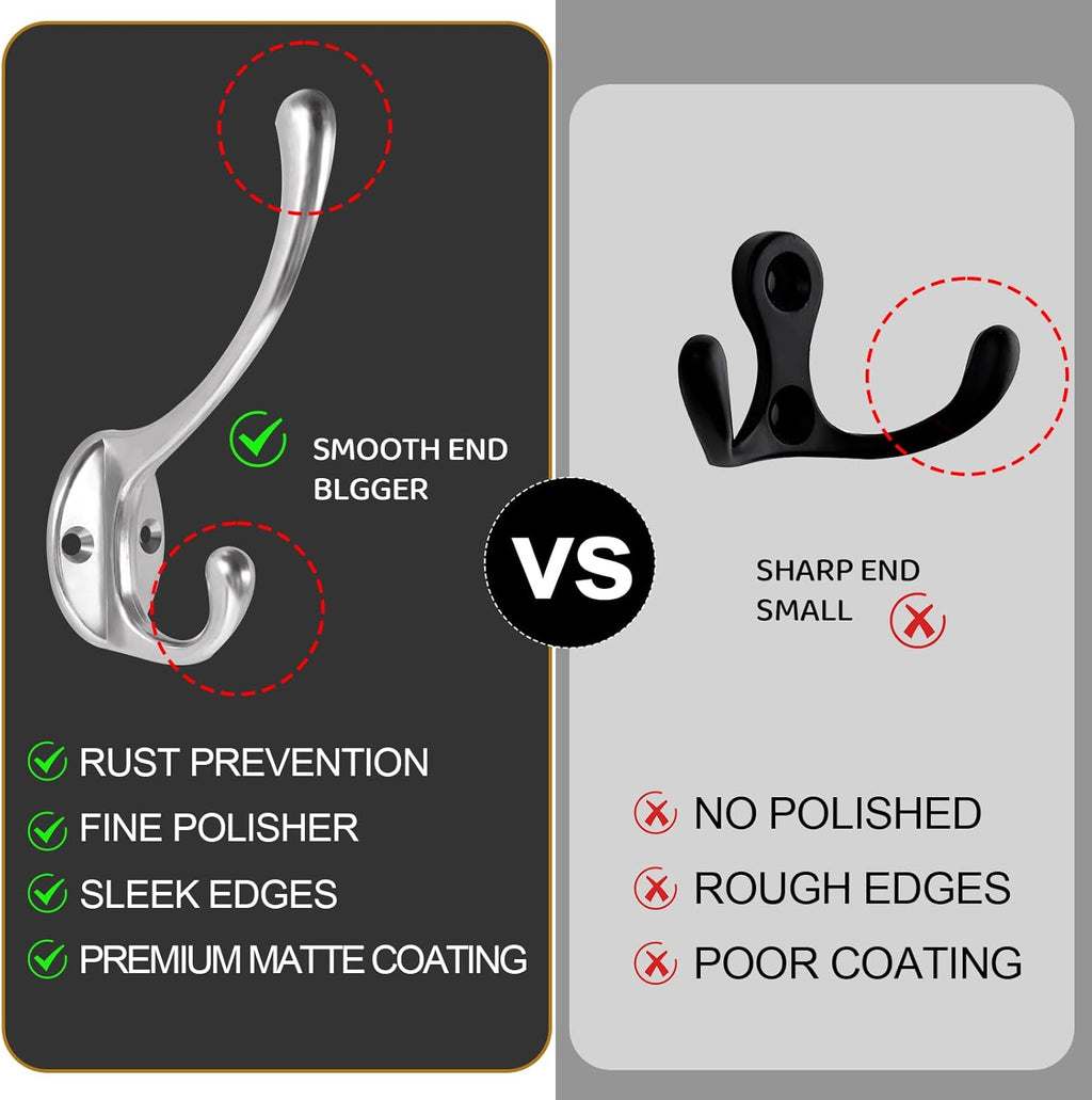 Wall Hooks for Hanging, 25-Pack Heavy Duty Metal Coat Hooks, for Living Room, Bathroom, Kitchen, Bedroom for Towel, Hat, Key, Closet, Bag (Silver)