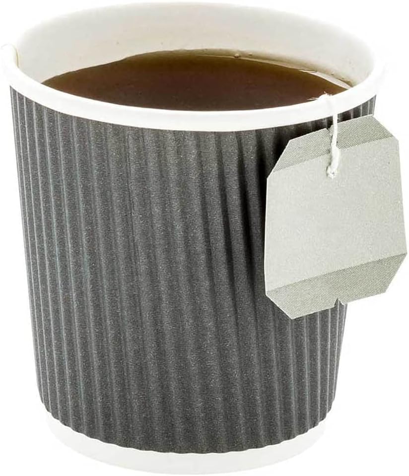 Restaurantware 4 Ounce Ripple Wall Disposable Coffee Cups, 500 Insulated Gray Paper Tumblers with Rolled Rim Design, Lids Sold Separately for Hot Drinks like Tea, Hot Chocolate and More