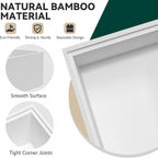 Bamboo Drawer Organizer, Extra Large Silverware Organizer for Kitchen Drawer, Stackable Utensil Organizer, 2 Pcs Toilet Tank Topper Tray, Wooden Toilet Paper Basket (White, 17 X 6 X 2 Inch)