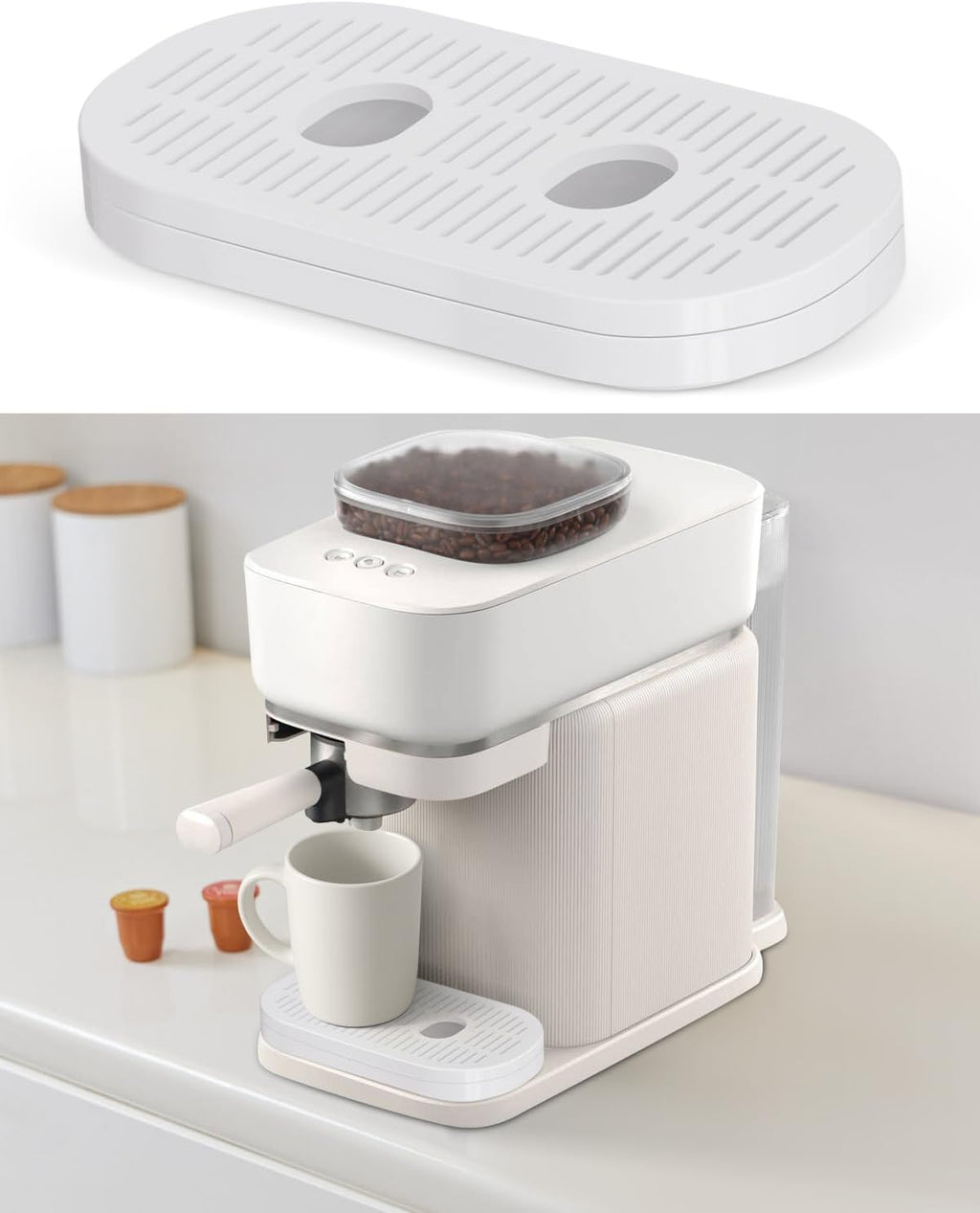 Drip Tray Lower & Extension for Philips Baristina Espresso Coffee Machine, Lower & Wider Base for Oversized Cups, PETG Material, Easy Clean