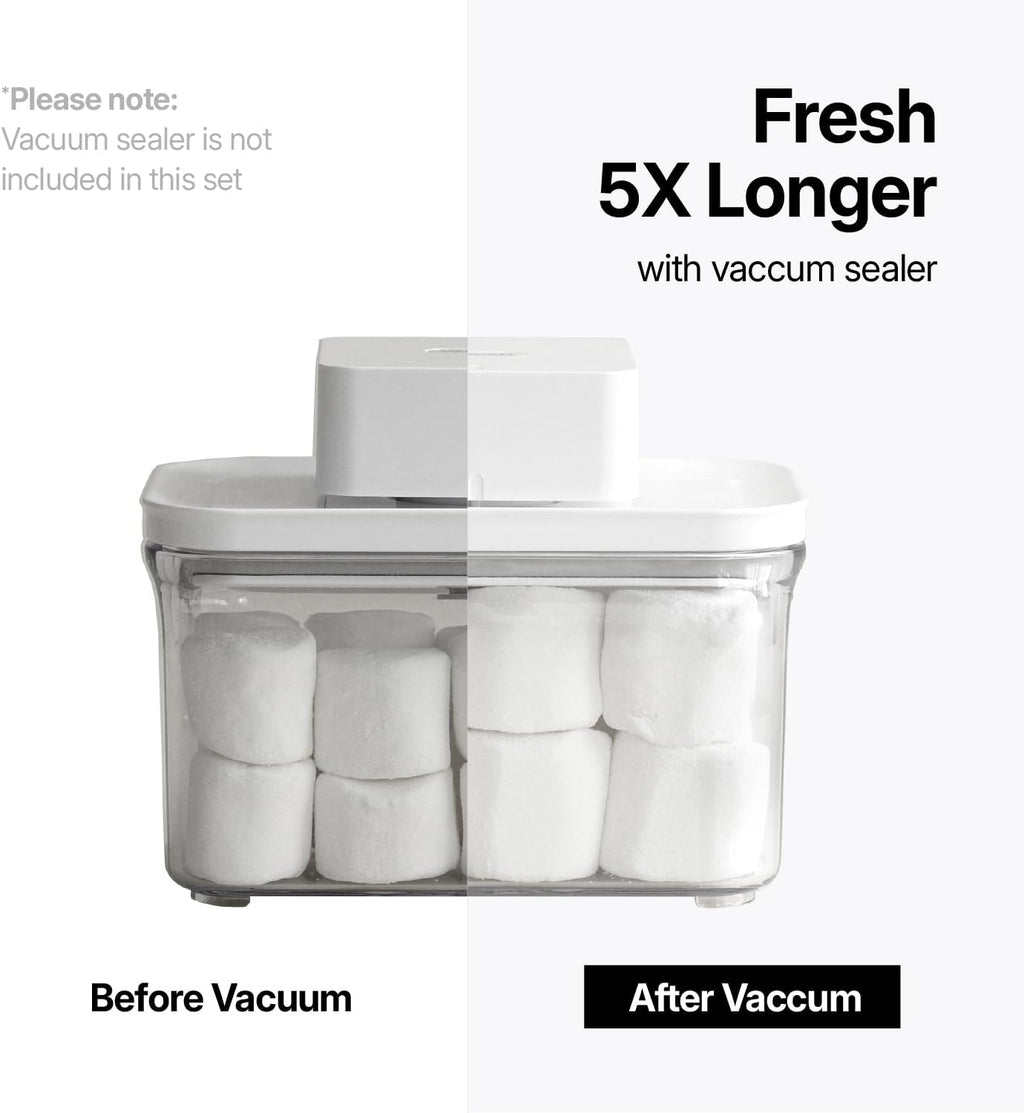 VAKUEN Premium Airtight Food Storage Containers, Mini Square 2pc/set(0.85qt), Smart One-Click Seal Lid, No Hinges, 100% Leak Proof, BPA-FREE, Dishwasher, Freezer & Microwave Safe