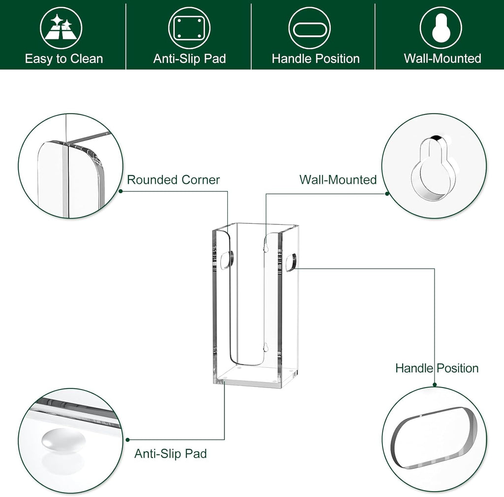 Disposable Coffee Cup Dispenser with Handles, Countertop or Wall Mount Hot/Cold Drink Cup and Lid Holder - Bathroom/Kitchen/Office Acrylic Cup Lid Storage Organizer (1 Compartment, Clear)