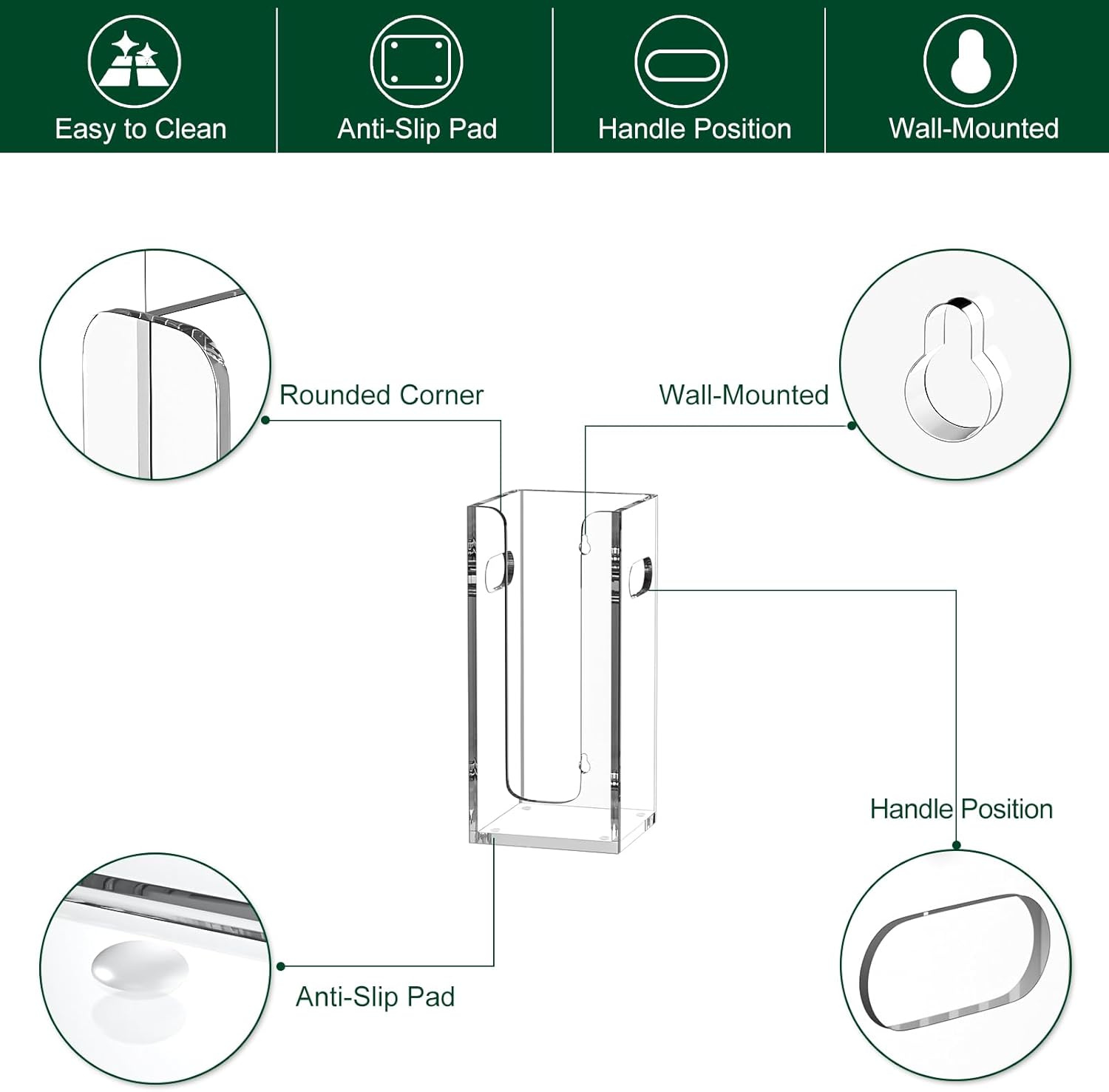 Disposable Coffee Cup Dispenser with Handles, Countertop or Wall Mount Hot/Cold Drink Cup and Lid Holder - Bathroom/Kitchen/Office Acrylic Cup Lid Storage Organizer (1 Compartment, Clear)